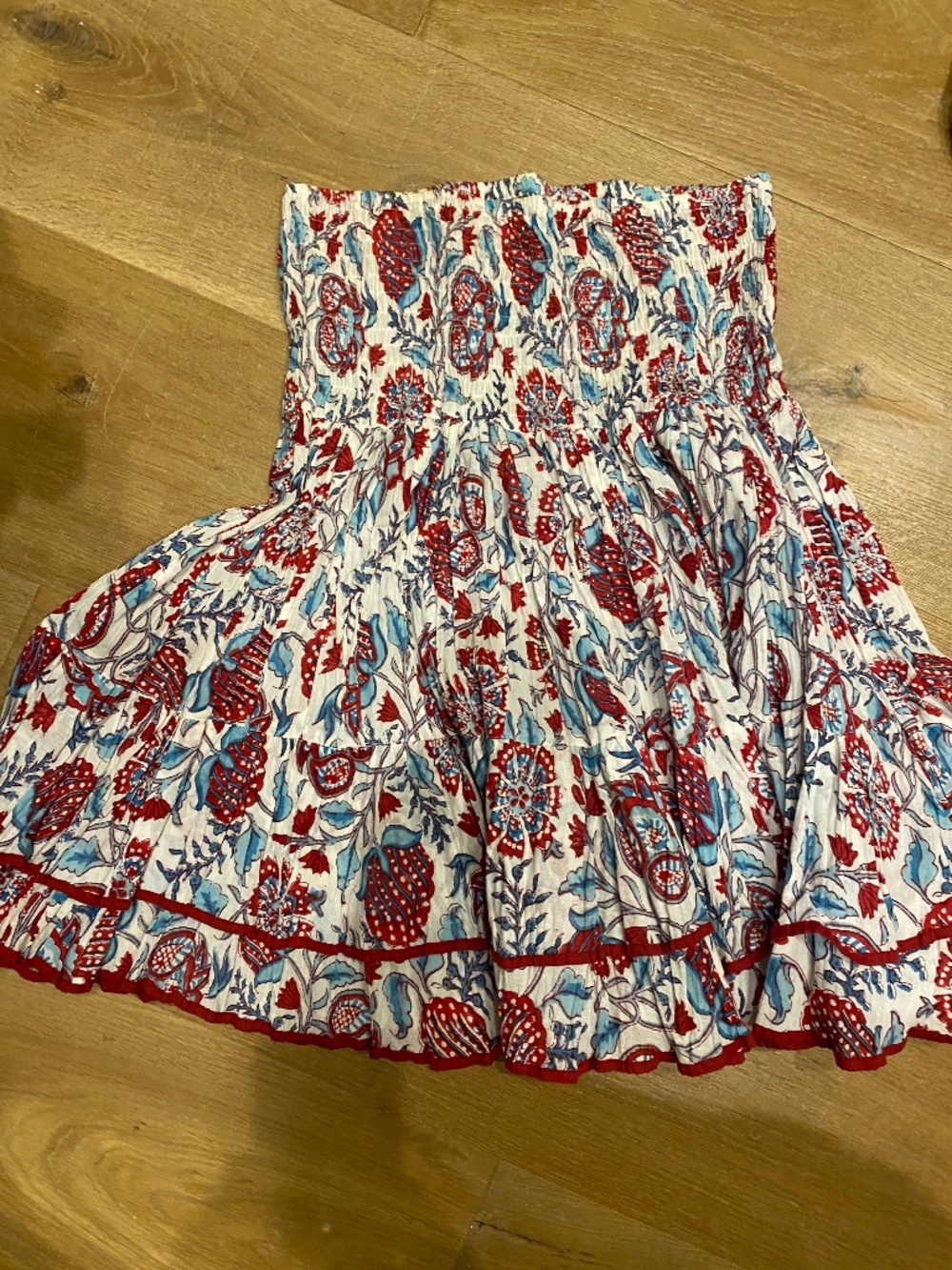 bohemian floral hand-block printed mini skirt